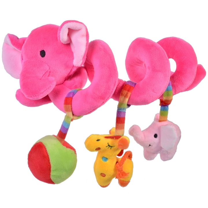 Spirala Zola® cu jucarii pentru patut/carucior, Elefantul roz