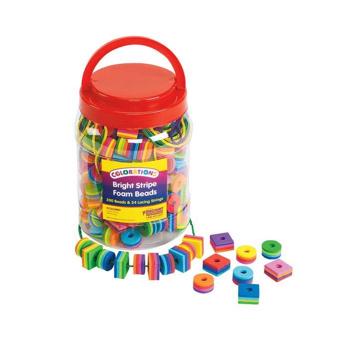 Margele din spuma curcubeu, include snururi, 200 de piese, Childhood