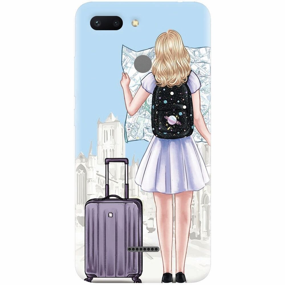 Husa silicon pentru Xiaomi Redmi 6, Travel Girl Searching On Map