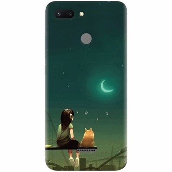 Husa silicon pentru Xiaomi Redmi 6, Cat And Girl Husa silicon pentru Xiaomi Redmi 6, Cat And Girl