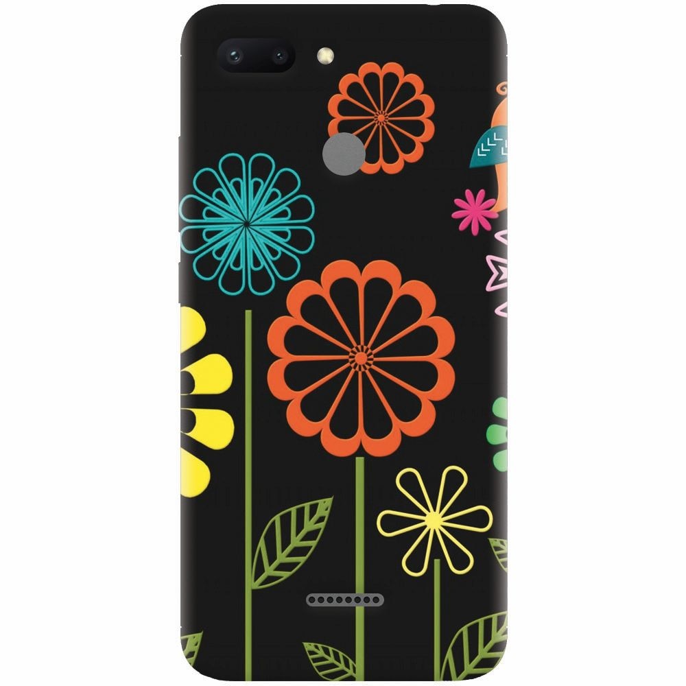 Husa silicon pentru Xiaomi Redmi 6, Colorful Spring Birds Flowers Vectors