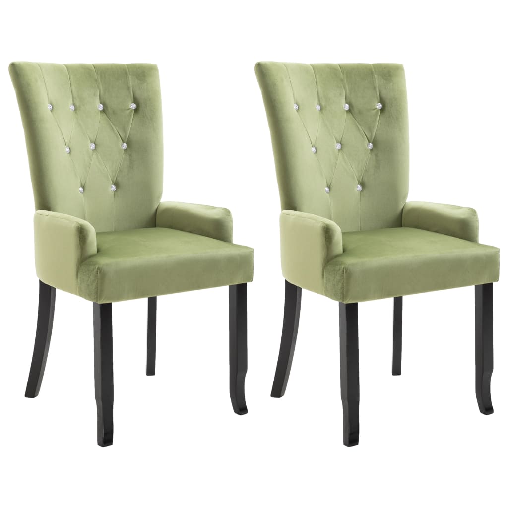 Set 2 scaune de bucatarie vidaXL, Tesatura, 54 x 56 x 106 cm Verde