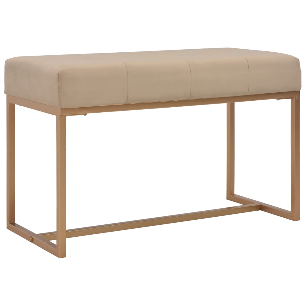 Bancheta de intrare, vidaXL, Cadru metalic si tapiterie catifea, 80 x 36 x 51 cm, Bej