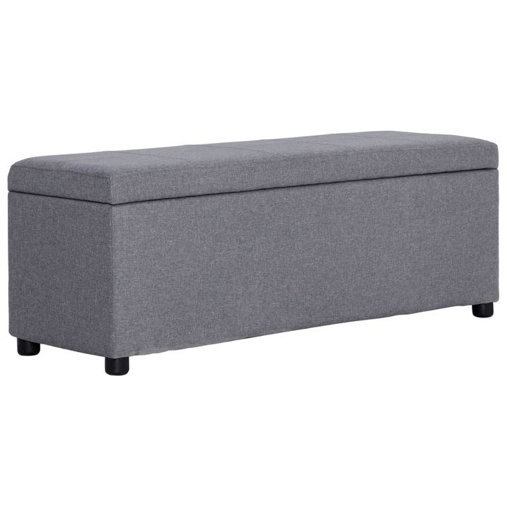 Banca vidaXL, compartiment de depozitare, gri deschis, 116 cm, poliester, 8.6 Kg 281317
