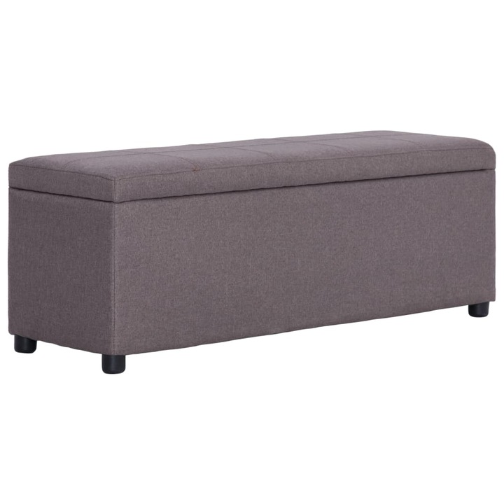 Banca cu compartiment de depozitare vidaXL, gri taupe, 116 cm, poliester, 8.6 Kg 281326