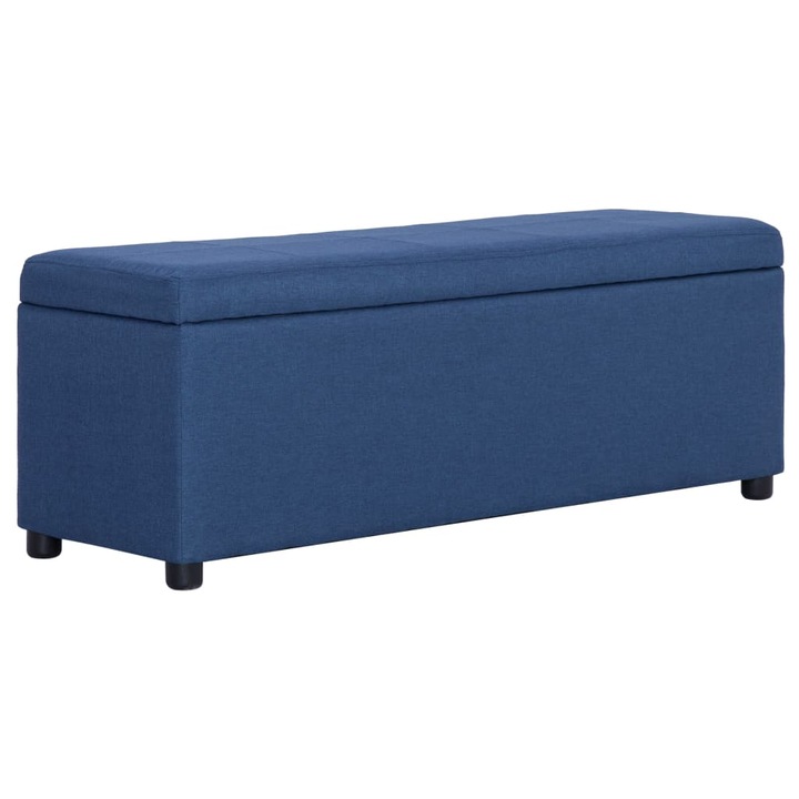 Banca cu compartiment de depozitare vidaXL, albastru, 116 cm, poliester, 8.6 Kg 281321