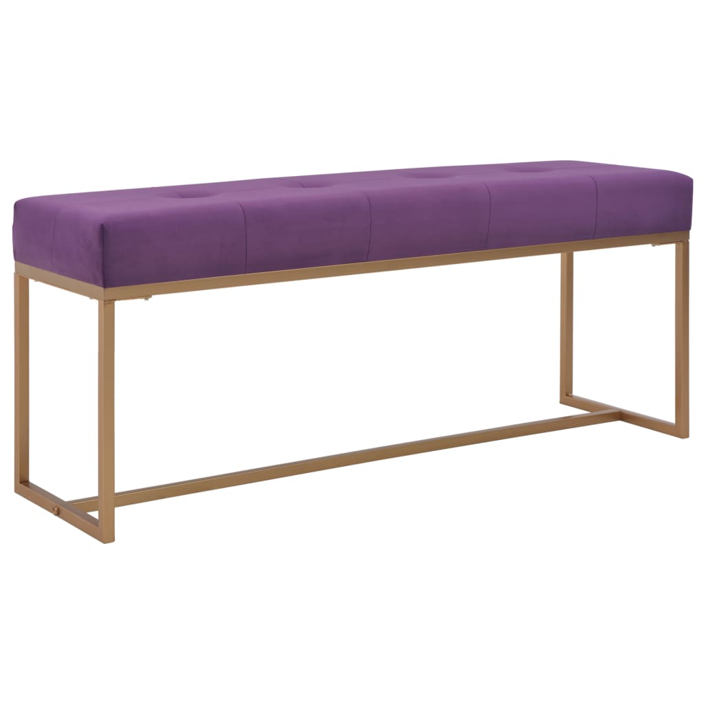 Bancheta de intrare, vidaXL, Cadru metalic si tapiterie catifea, 120 x 36 x 51 cm, Mov