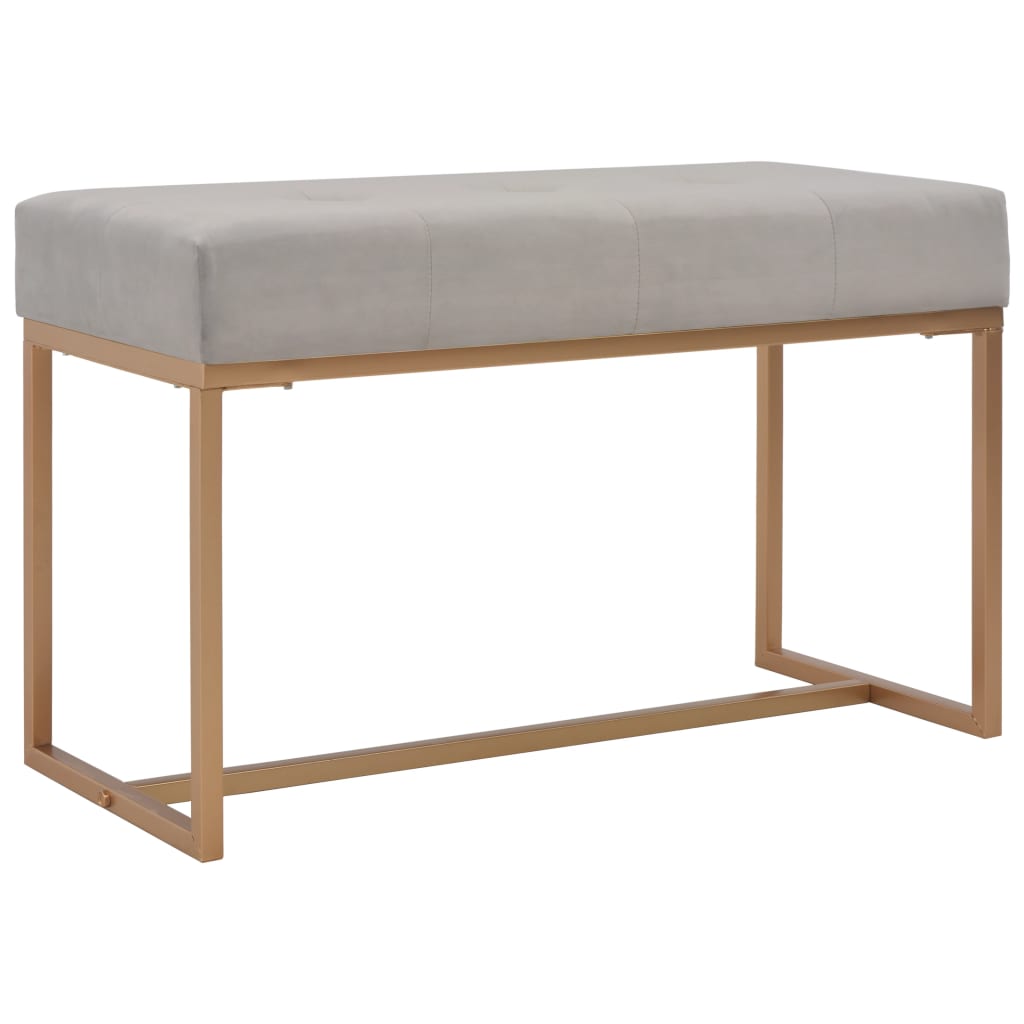 Bancheta de intrare, vidaXL, Cadru metalic si tapiterie catifea, 80 x 36 x 51 cm, Gri
