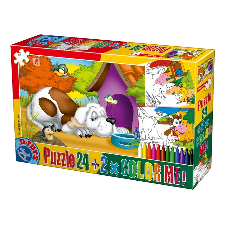 Пъзел D-Toys Животни за оцветяване, 24 части