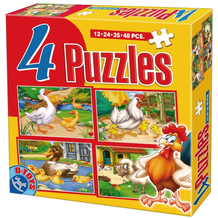 Set 4 Puzzle Maxi D-Toys-Animale-12,24,35,48 piese