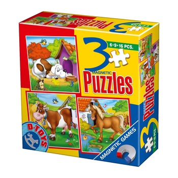 Set 3 Puzzle Magnetic D-Toys Animale-6,9,16 piese Set 3 Puzzle Magnetic D-Toys Animale-6,9,16 piese