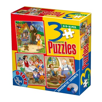 Set 3 Puzzle Magnetic D-Toys Basme-6,9,16 piese Set 3 Puzzle Magnetic D-Toys Basme-6,9,16 piese