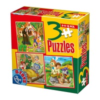 Set 3 Puzzle D-Toys Basme-6,9,16 piese