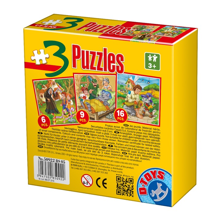 D-Toys Puzzle, 3 mese, 6-9-16 darab