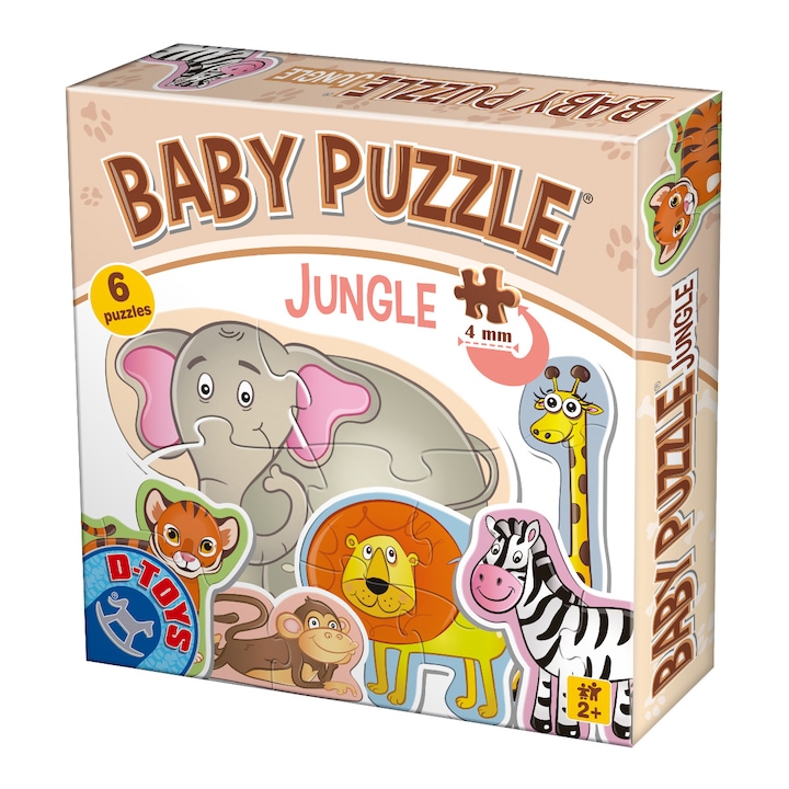 Puzzle D-Toys baby, Animale din jungla, 18 piese
