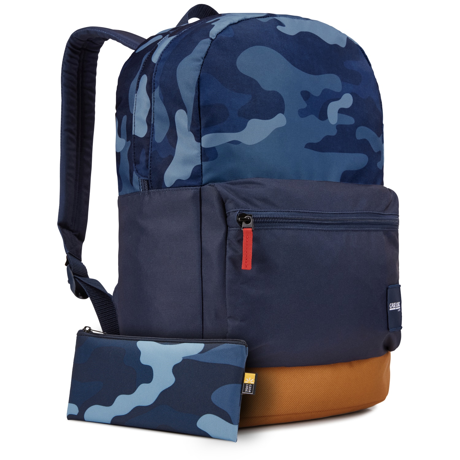 Rucsac Case Logic scolar, 24l, 1 compartiment depozitare, buzunar frontal, 1 buzunar lateral, model camuflaj/ albastru/ galben, "CCAM-1116 Dress Blu Camo / Cumin/3203848"