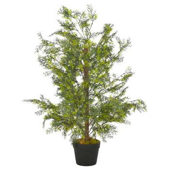 Planta artificiala chiparos cu ghiveci, vidaXL, Plastic, 90 cm, Verde Planta artificiala chiparos cu ghiveci, vidaXL, Plastic, 90 cm, Verde