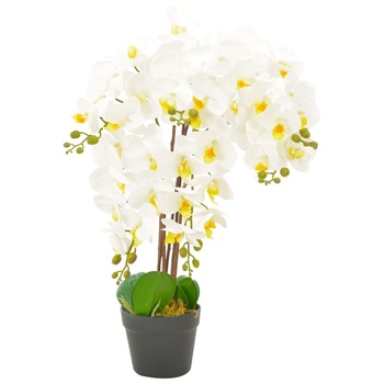Planta artificiala orhidee cu ghiveci, vidaXL, Plastic, 60 cm, Alb Planta artificiala orhidee cu ghiveci, vidaXL, Plastic, 60 cm, Alb