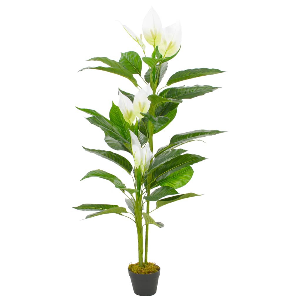 Planta artificiala Anthurium cu ghiveci, vidaXL, Plastic, 155 cm, Alb