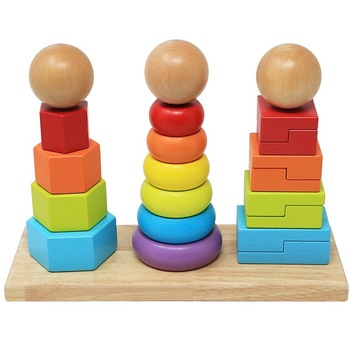 Joc educativ Montessori 2 in 1 Stivuire si Sortare Joc educativ Montessori 2 in 1 Stivuire si Sortare