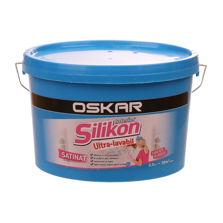 Vopsea lavabila alba, interior / exterior 2.5 L, Oskar Silikon
