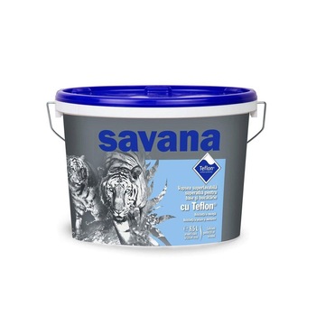 Vopsea super lavabila, superalba, Savana cu Teflon, pentru baie si bucatarie, alba 8.5L Vopsea super lavabila, superalba, Savana cu Teflon, pentru baie si bucatarie, alba 8.5L