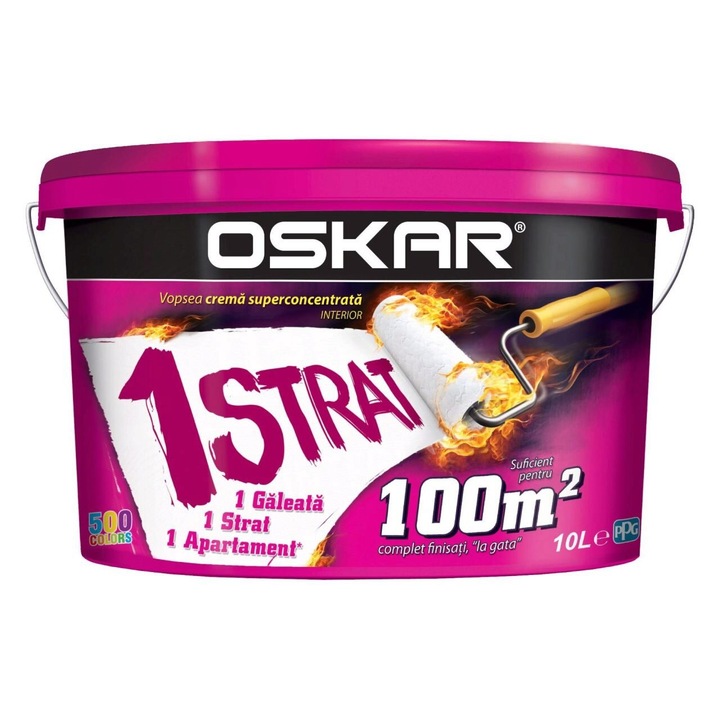 Vopsea lavabila Oskar Crema 1 Strat, pentru interior, alba 10L