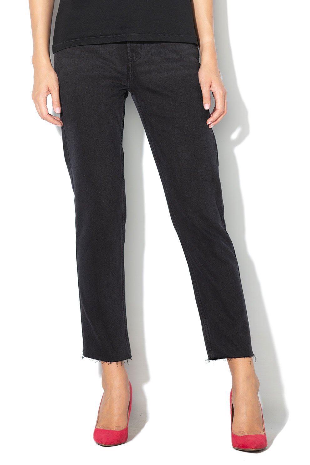 Only, Blugi drepti cu talie inalta Emily, Negru