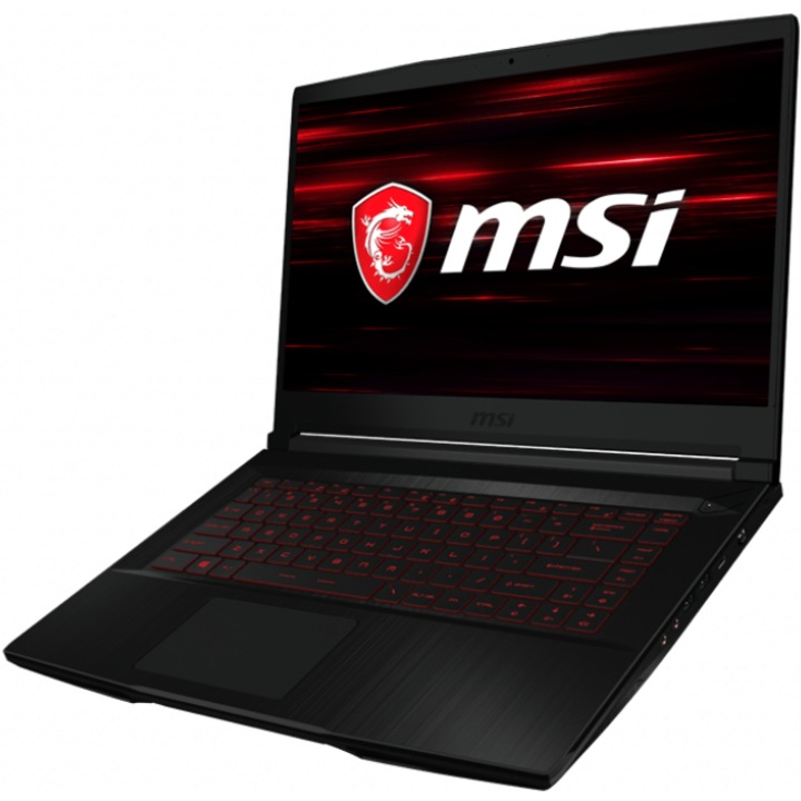 Laptop Gaming MSI GF63 Thin 8RCS cu procesor Intel® Core™ i5-8300H pana la 4.00 GHz, 15.6", Full HD, IPS, 8GB, 256GB SSD M.2, GeForce GTX 1050 4GB, FreeDos, Black