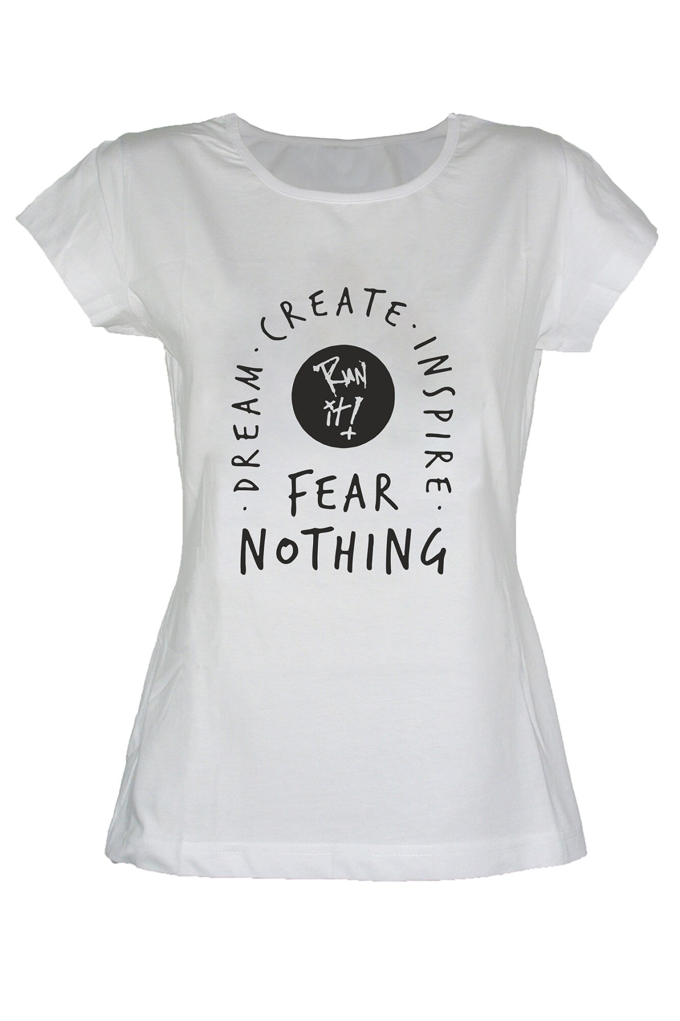 Tricou alb dama Fear Nothing, Alb