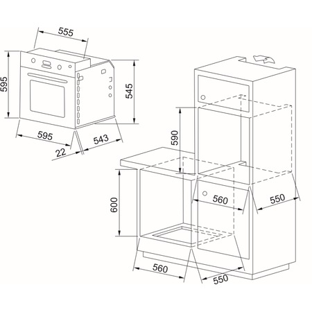 Cuptor incorporabil Dominox DOC 62 M OA, Electric, 68 l, Clasa A, Avena