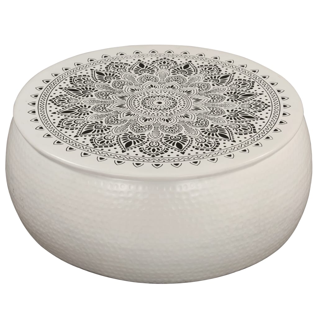 Masuta de cafea cu model floral, vidaXL, Aluminiu, Alb, 70 x 30 cm