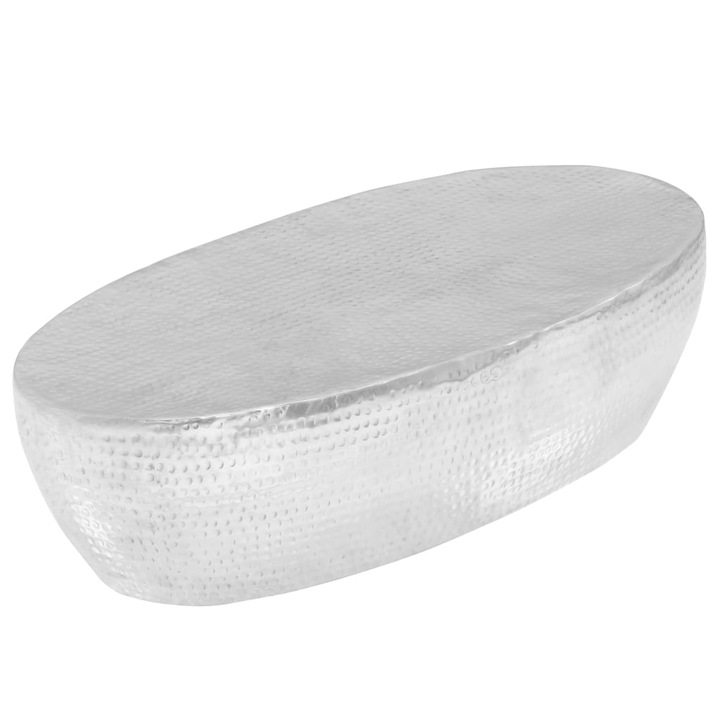 Маса за кафе vidaXL, кована, сребриста, 100х50х28 см, алуминий