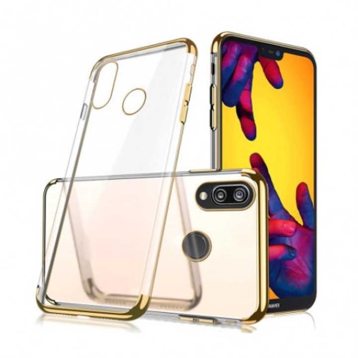 Huawei P20 Lite Forcell New Electro átlátszó szilikon telefontok színes kerettel, Arany