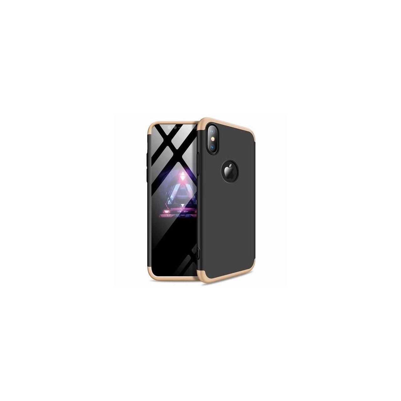 Husa Apple iPhone XS Max - iberry Full Cover Negru/Auriu
