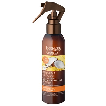 Lapte spray cu keratina si ulei de cocos pentru par predispus la incretire - Keratina e Cocco, 150 ML, Bottega Verde Lapte spray cu keratina si ulei de cocos pentru par predispus la incretire - Keratina e Cocco, 150 ML, Bottega Verde