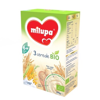 Cereale Milupa Bio 3 Cereale, 250 g, de la 6 luni Cereale Milupa Bio 3 Cereale, 250 g, de la 6 luni