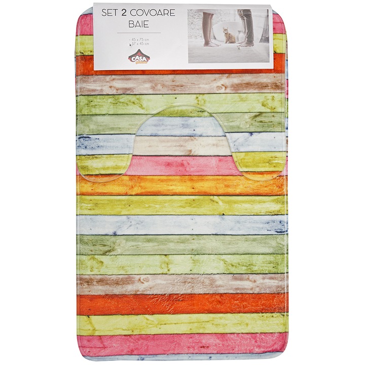 Casa Plastor Fürdőszobaszőnyeg Szett, Stripes, 75x45cm, Többszínű