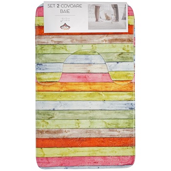 Set 2 covoare baie Casa Plastor, Stripes, 75x45 cm, multicolor Set 2 covoare baie Casa Plastor, Stripes, 75x45 cm, multicolor