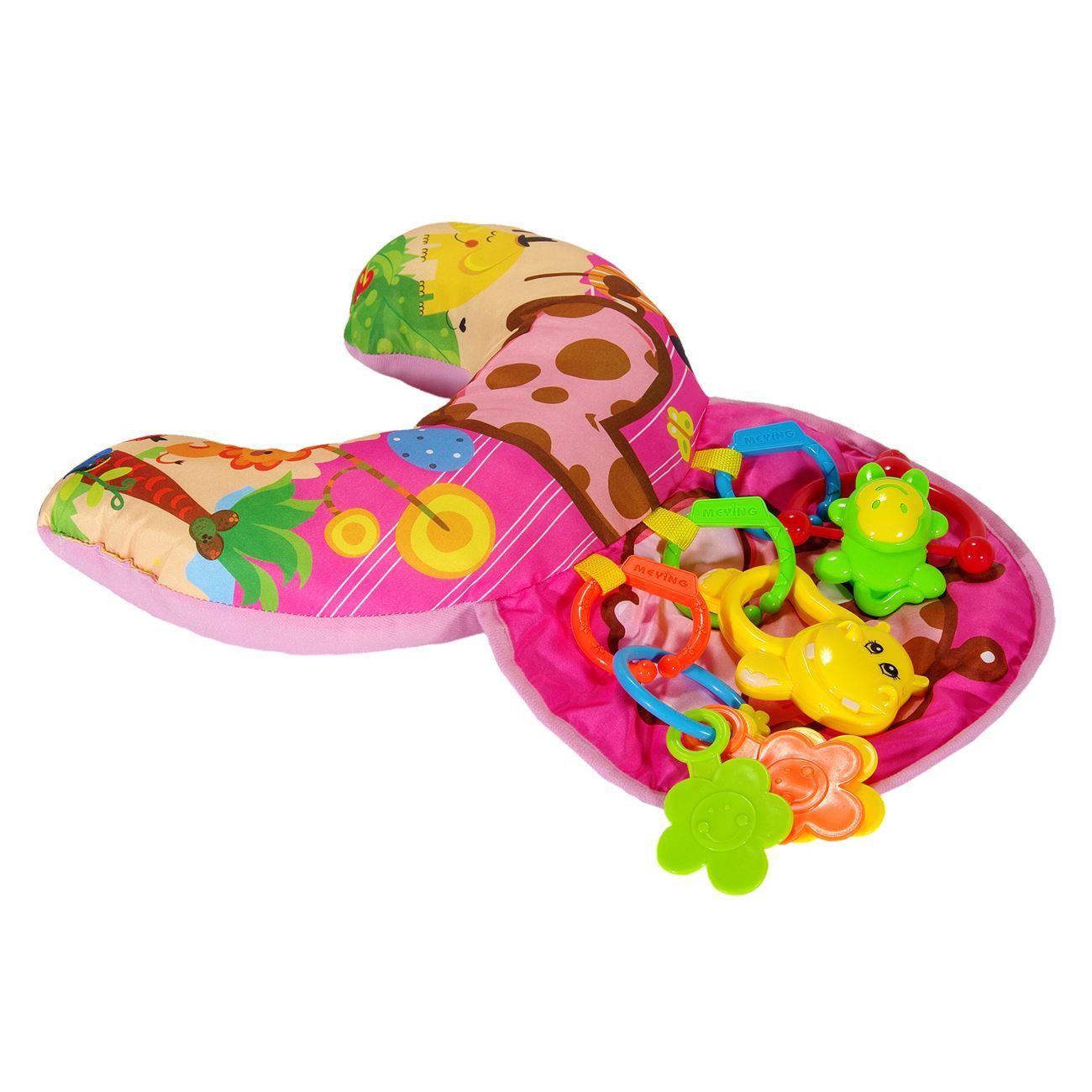 Set pernita pentru bebelusi si jucarii cu zornaitoare multicolore, ATS