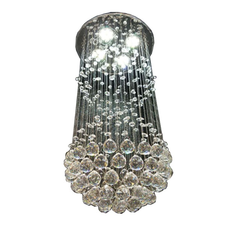 Елегантна висяща лампа RUIHE, Кристален полилей 9818 4 x MR16, С 20W LED крушка, Алуминий, Изкуствени кристали, Хромиран цвят