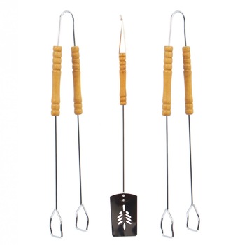 Set 3 accesorii pentru gratar Landmann, metal, maner lemn, 50 cm Novatim Set 3 accesorii pentru gratar Landmann, metal, maner lemn, 50 cm Novatim