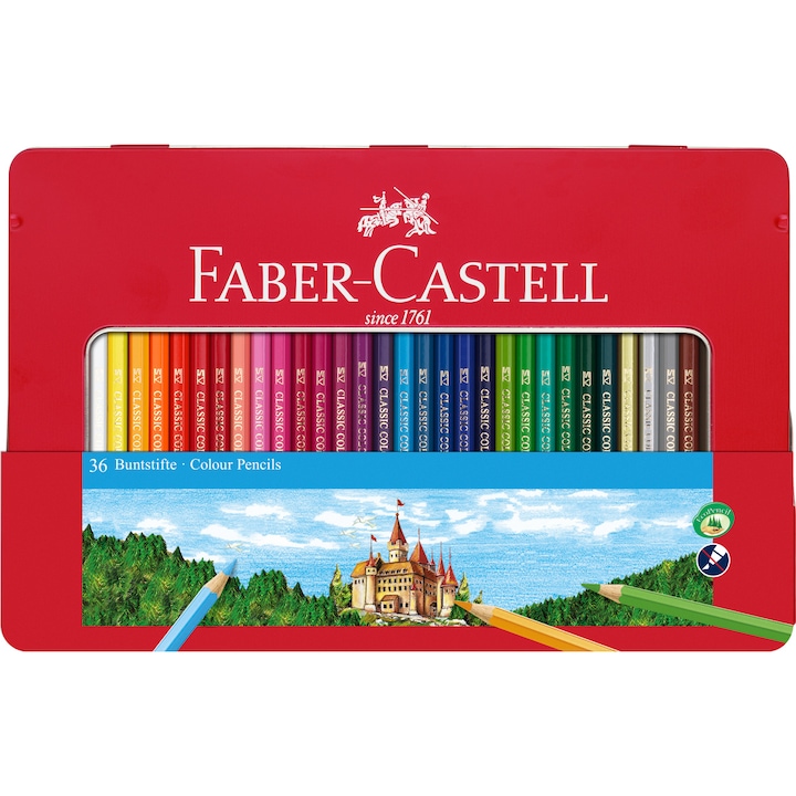36 db-os Faber-Castell színes ceruza készlet, fémdobozban