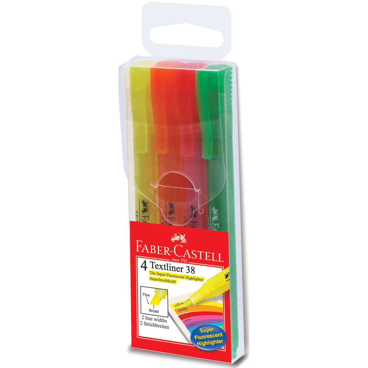 Textmarker Faber-Castell 38, 4 buc