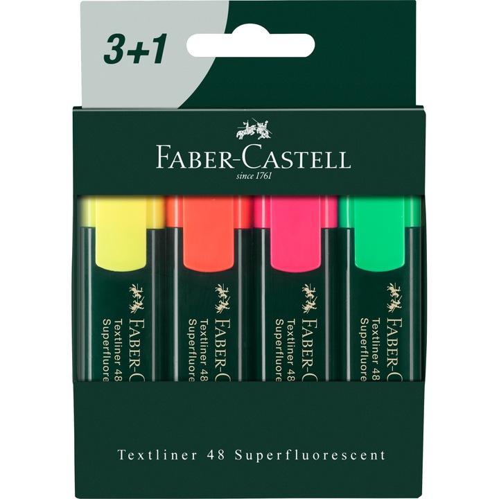 Комплект 3 + 1 маркера за текст Faber-Castell 1548