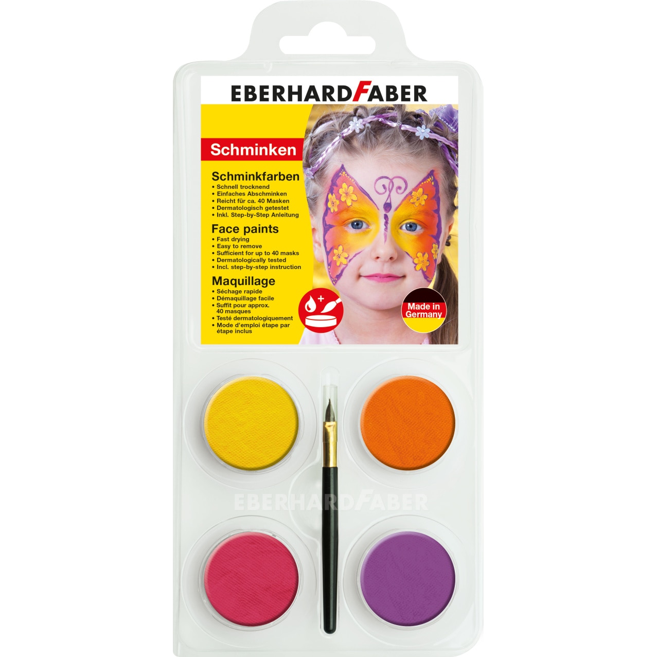 Set pictura pentru fata Eberhard Fluturi cu pensula, 4 culori/set