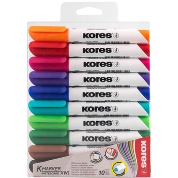 Marker whiteboard Kores, 3 mm, 10 buc/cutie plastic Marker whiteboard Kores, 3 mm, 10 buc/cutie plastic