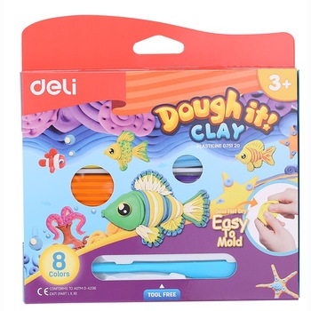 Plastilina Deli, 160 g, 8 culori/set Plastilina Deli, 160 g, 8 culori/set