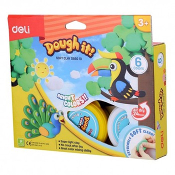 Plastilina Deli Soft Light, 6 borcane x 15 g Plastilina Deli Soft Light, 6 borcane x 15 g