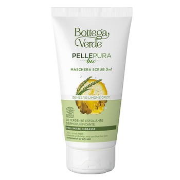 Masca exfolianta 3 in 1 cu extract de ghimbir - Pelle Pura Bio, 150 ML, Bottega Verde Masca exfolianta 3 in 1 cu extract de ghimbir - Pelle Pura Bio, 150 ML, Bottega Verde